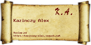 Kazinczy Alex névjegykártya